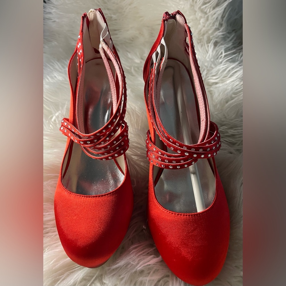 Satin Gemmed Heels